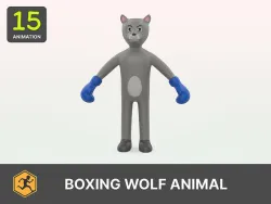 Boxing Wolf Animal Animated Low-poly 3D model