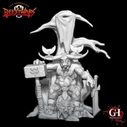 Bstmn17: Part 1- Clovis Minotaur Lord on throne (pre-supported) Part 1 of a larger diorama.