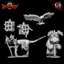 Bstmn17: Part 2 Accessories. Captives/eagle and Armour stand for the Clovis Minotaur Lord on throne diorama. (Supported)