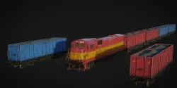 Cargo Train Low-poly 3D model