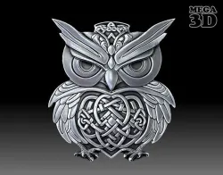 Celtic Owl Bas Relief Pendant 06 230620 3D print model