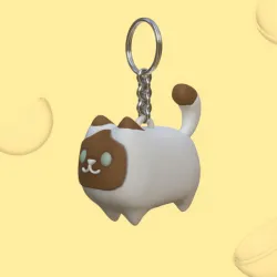 Chubby Siamese Cat Keychain