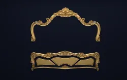 Classic Carved Bed 3D model 01 3D model