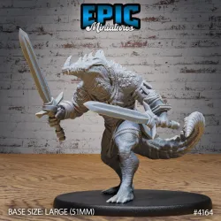 Crocodile Champion Swords / Croc Warrior / Southern Alligator Fighter / Wild Animal Humanoid Tribe / Evil Reptile Predator / Swamp Encounter