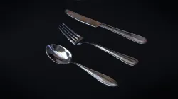 Cutlery Set Spoon Fork and Knife  3D model