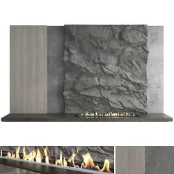 Decorative wall with fireplace set 55 3D model