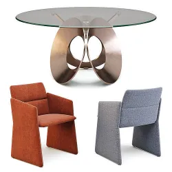 Dining Set Arketipo Oracle Table and Crassevig Aura Chairs 3D model