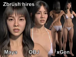 Fullbody asian girl  Low-poly 3D model