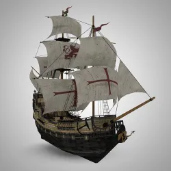 Galleon Sailing Pirate Ship Black Pearl 3D model