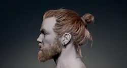 Game Hair - Man Real-time Hairstyle Beard and Eyebrows Low-poly 3D model