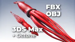 Giant Squid - 3DS Max Octane - FBX - Zbrush Low-poly 3D model