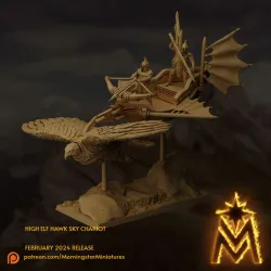 High Elf Hawk Sky Chariot | 32mm Scale Presupported