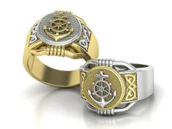 Men Signet Ring Sailor Symbol Ring Ocean Ring Anchor Ring 12US 3D print model