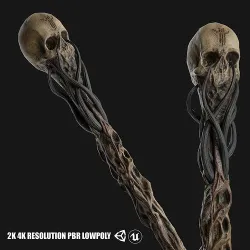 Necromancer Staff 04 Low-poly 3D model