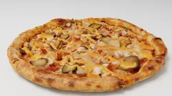 Pizza with sturgeon cucumber and cheese sauce 3D model