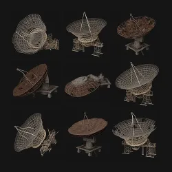 POST APO SATELLITE ANTENNA DISH IMPROVISED DESTROYED COLLECTION Low-poly 3D model