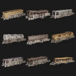 POST APO WRECK PALISADE WALL BARRIER BARRICADE FENCE COLLECTION Low-poly 3D model