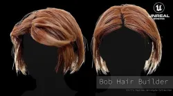 Realtime Hair - Bob Hair Builder Low-poly 3D model
