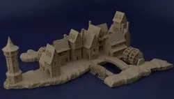 River Village Tabletop Terrain 28 mm 3D print model