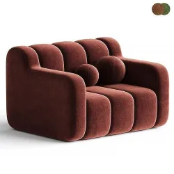 Sofa straight double Bob terracotta 3D model