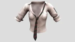 Stained Female Rolled Sleeves Shirt With Loose Tie Low-poly 3D model