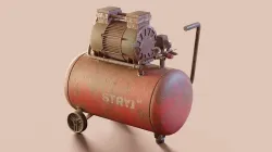 Vintage air compressor Low-poly 3D model