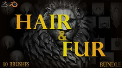 Zbrush Blender Stylized Hair and Fur 80 Brushes Bundle Texture