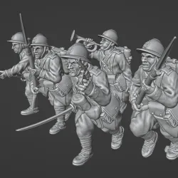 1940 French Reserve infantry charging with bayonet