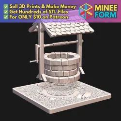 28mm Fantasy Mini Magical Well for D&D Tabletop Wargame Terrain MineeForm FDM 3D Print STL File
