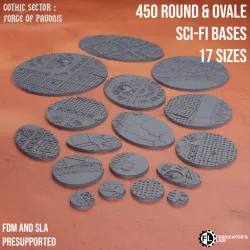 450 ROUND AND OVALE SCI-FI BASES 17 SIZES - Grimdark Industrial
