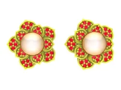 5787 flower diamond and pearl earrings 3D print model
