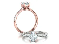 8x6 Oval Cut Diamond Engagement Ring Hidden Halo Ring 3D print model