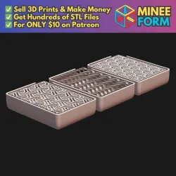 Abstract Pattern Soap Dish or Sponge Holder with Wave, Japanese Wave & Triangle Designs MineeForm FDM 3D Print STL File