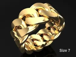 Chain ring - Miami Cuban ring - Link ring - Size 07 3D print model
