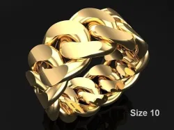 Chain ring - Miami Cuban ring - Link ring - Size 10 3D print model
