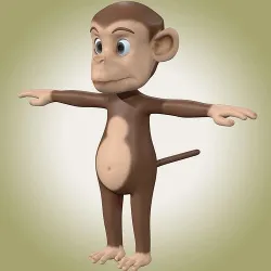Cute Cartoon Monkey Rig Low-poly 3D model