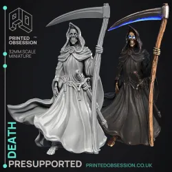 Death - The Grim Reaper -  PRESUPPORTED - Illustrated and Stats - 32mm scale