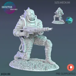 Diver Worker Shooting / Alien Warrior / Underwater Soldier / Water Officer / Space War Construct / Steampunk Battle Robot / Invasion Army / Cyberpunk Droid / Sci-Fi Encounter