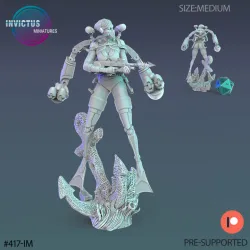 Exosuite Diver Girl Attack / Future Robot / Skeleton Soldier / Exoskelet Officer / Space War Construct / Steampunk Battle Robot / Invasion Army / Cyberpunk Droid / Sci-Fi Encounter
