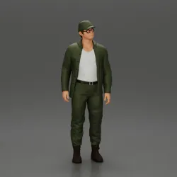 Gary Burghoff with sunglasses standing listening to his friend Harry Morgan in the MASH series
