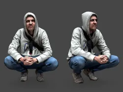 Guy Squatting 3D model