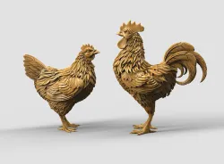 hen rooster statue  3D print model