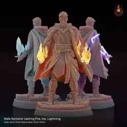 Human Sorcerer Casting Elemental Spells [Supported]