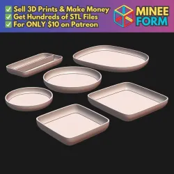 Kitchen Tray Set for Coffee Machine, Oil Jug, Spices & More MineeForm FDM 3D Print STL File