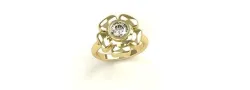 Ladies Bezel Set Flower Ring Diamond Gold Silver Womens Jewelry 3D print model