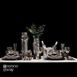 Luxury Model Room Tableware Set-8 3D model