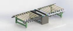 Mesa con rodillos de transporte de chapa de madera (conveyor)