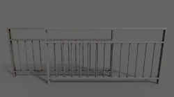 PBR Pedestrian Guard Rail Grey V3 Low-poly 3D model
