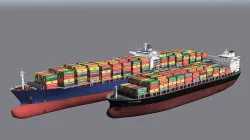 Two Cargo Ships Low-poly 3D model
