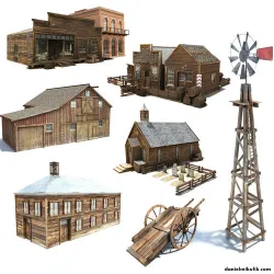 Wild West Pack Low-poly 3D model